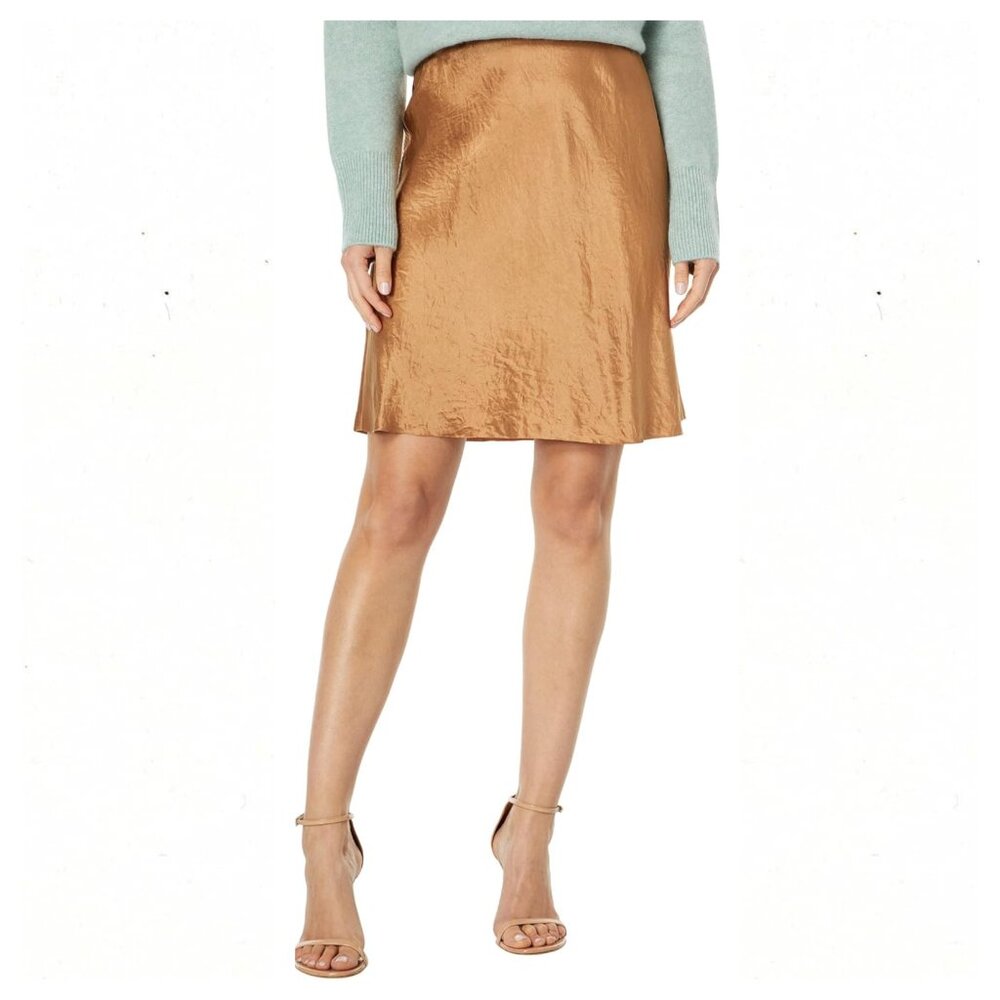 Vince Metallic Copper Mini Skirt